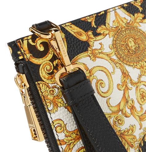 versace printed full-grain leather pouch|versace designer clutch.